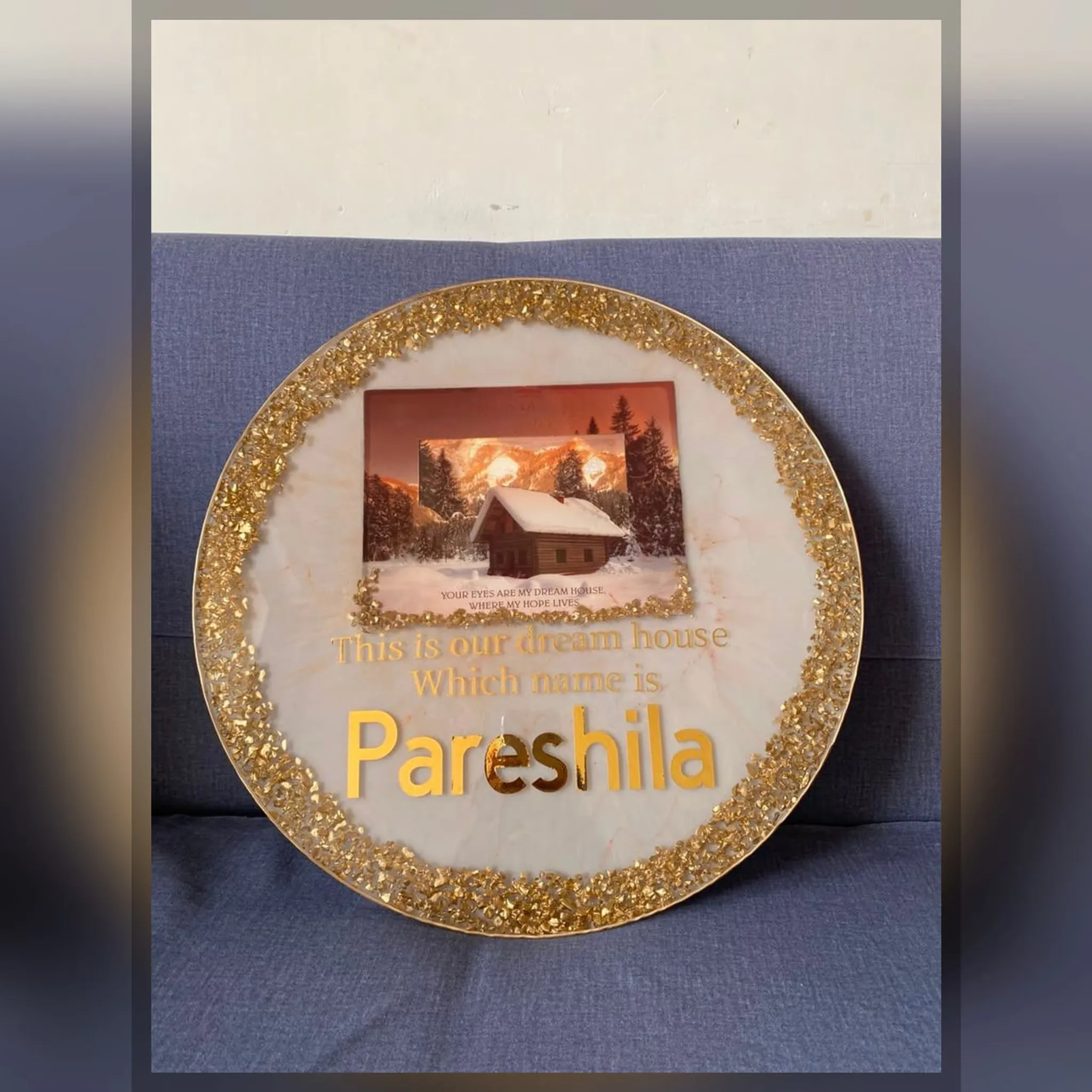 Round Golden Name Plate